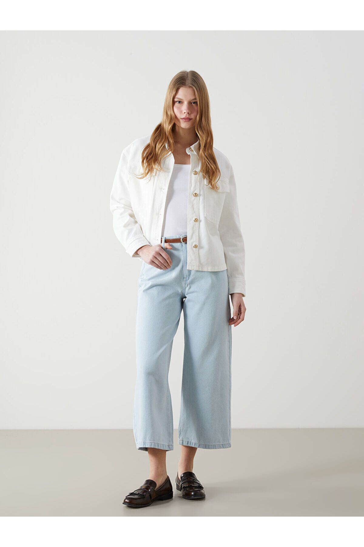 LC Waikiki Beli Kemerli Wideleg Kadın Jean Pantolon