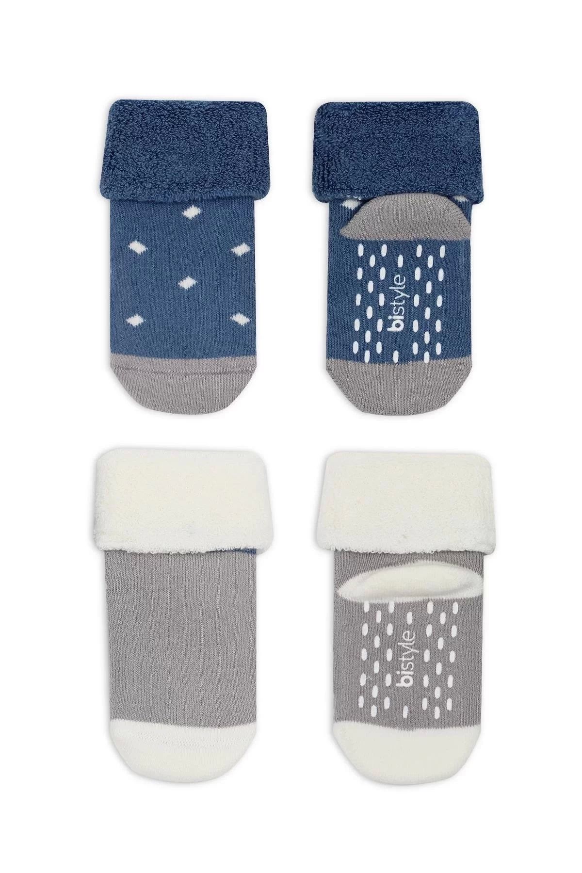 Wear Hype-Indigo Gray 2-Piece Set of Polka Dot Non-Slip Towel and Socks 2