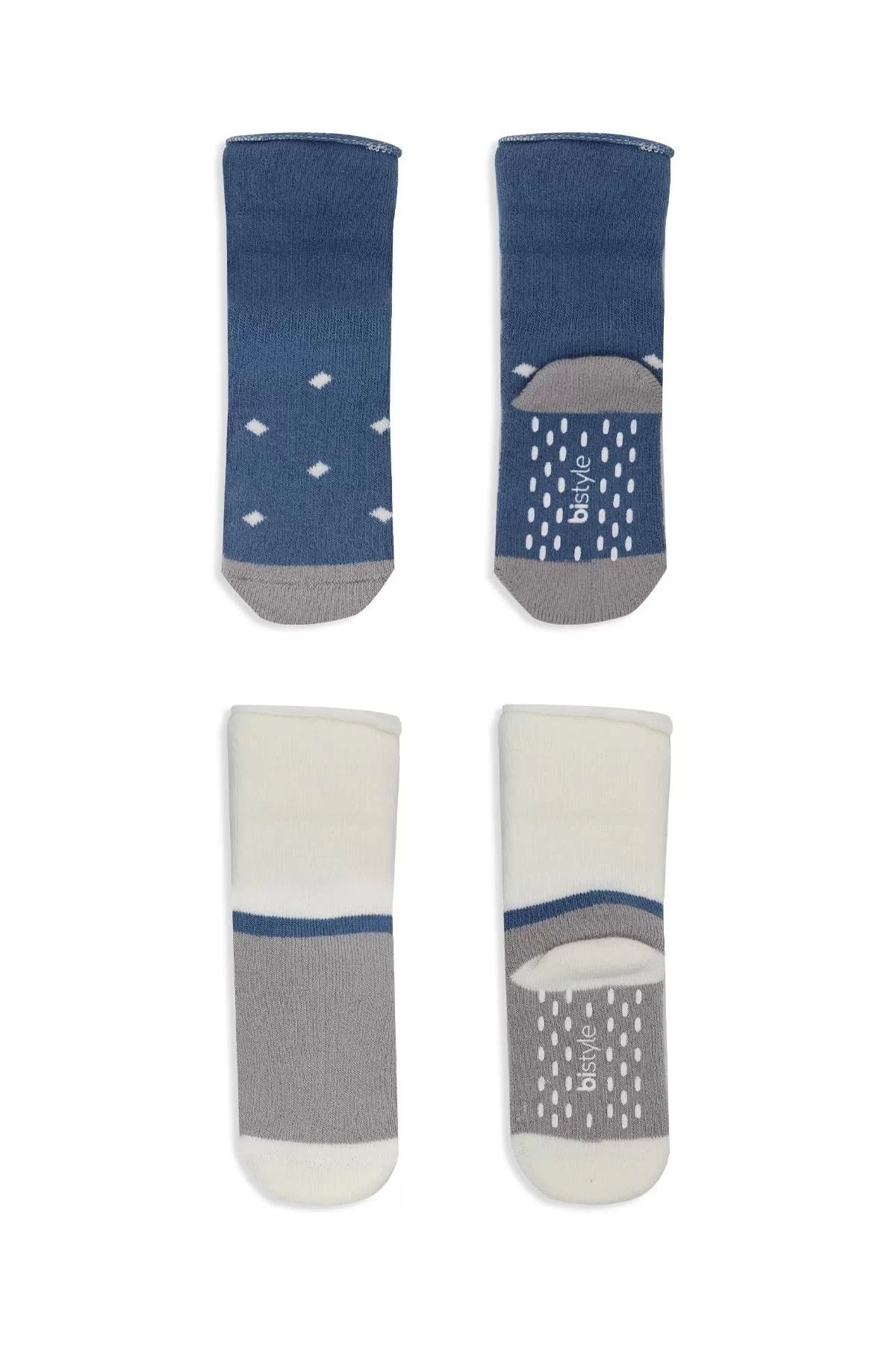 Wear Hype-Indigo Gray 2-Piece Set of Polka Dot Non-Slip Towel and Socks 3