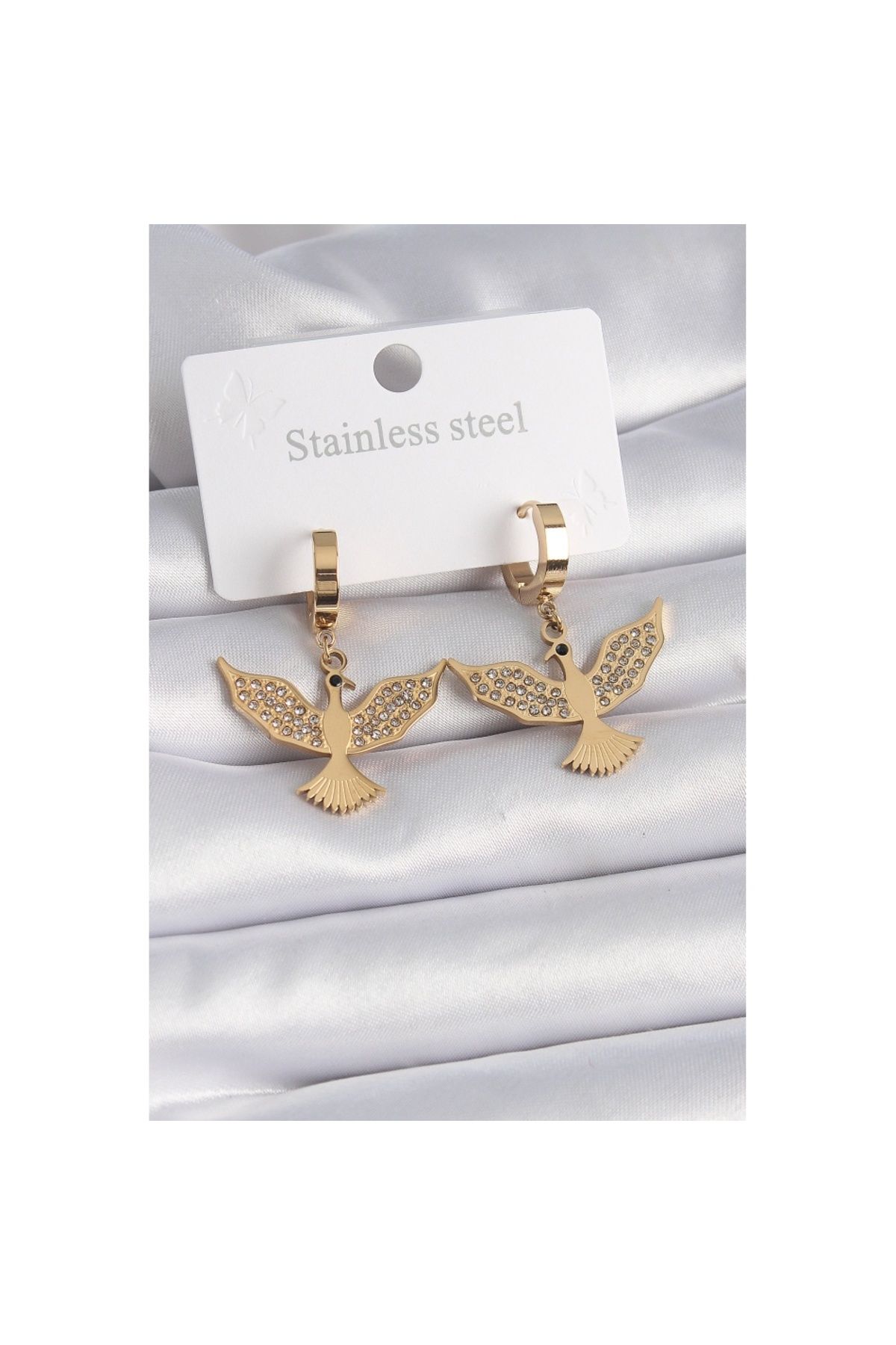 Skygo-316L Steel Gold Color Zircon Stone Phoenix Model Women's Earrings - Tj-Bkp9567 1