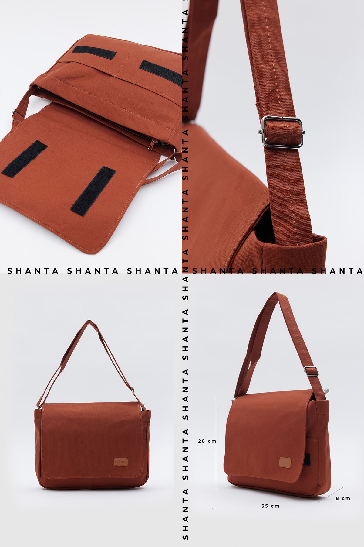 Shanta-Tile D08 Plain Postman Model 3 Compartments Zippered Hanging Daily Unisex Arm and Shoulder Bag 5