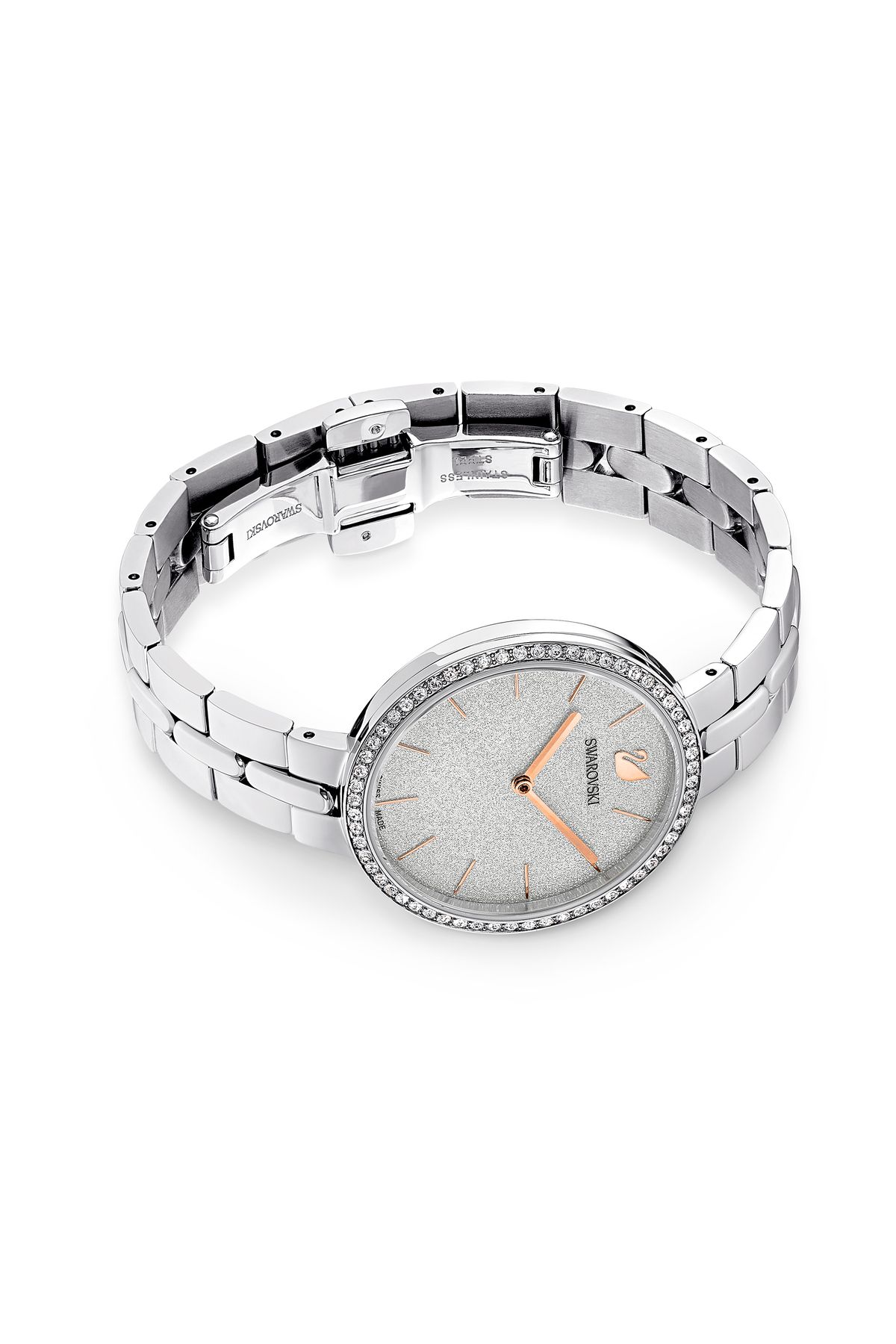 ساعت نارنجی زنانه Pave Cosmopolitan Mb Sts sil sts 5517807 را تماشا کنید Swarovski