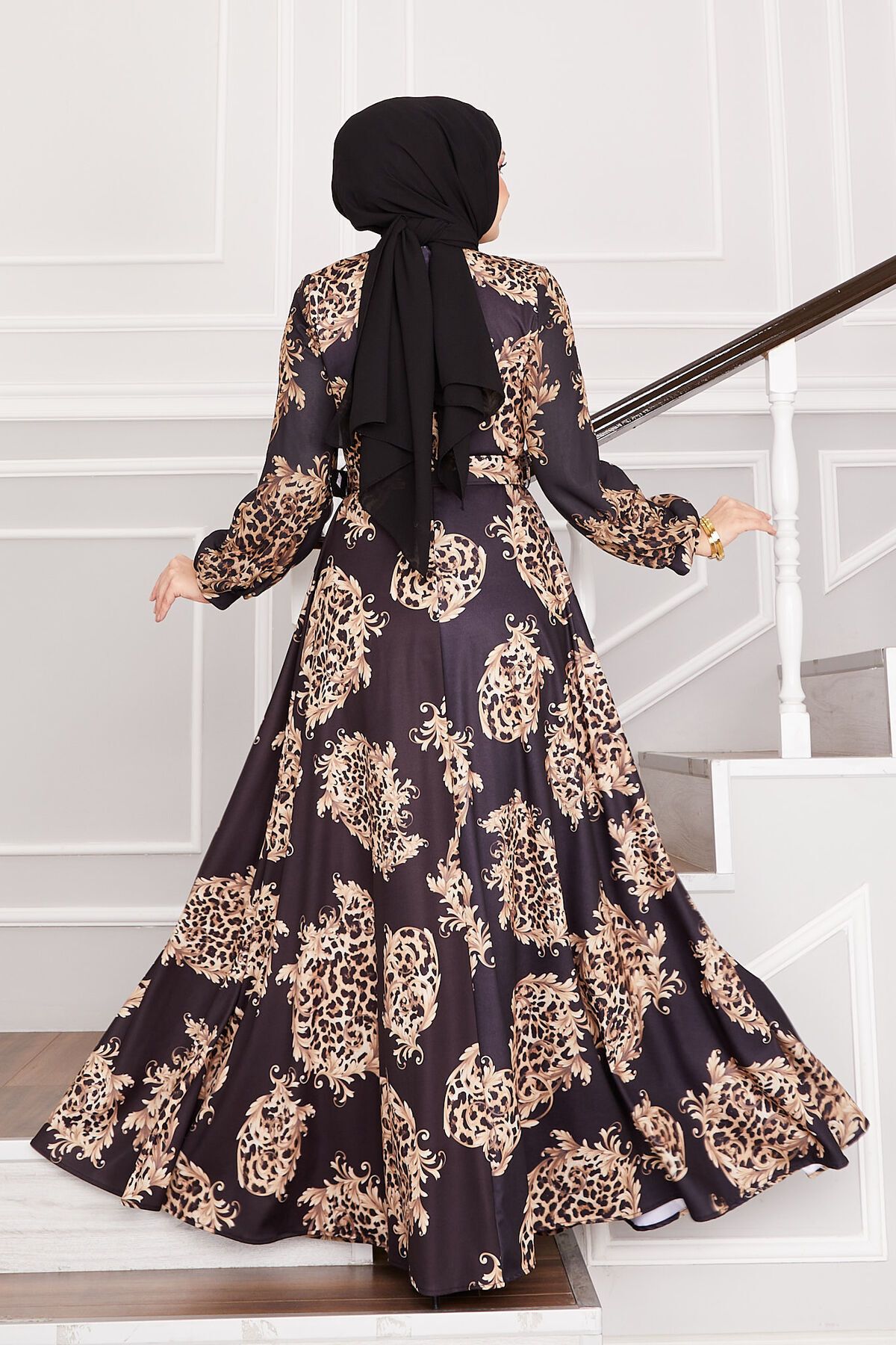 EBRUTESETTÜR-Leopard Detailed Hijab Dress 5