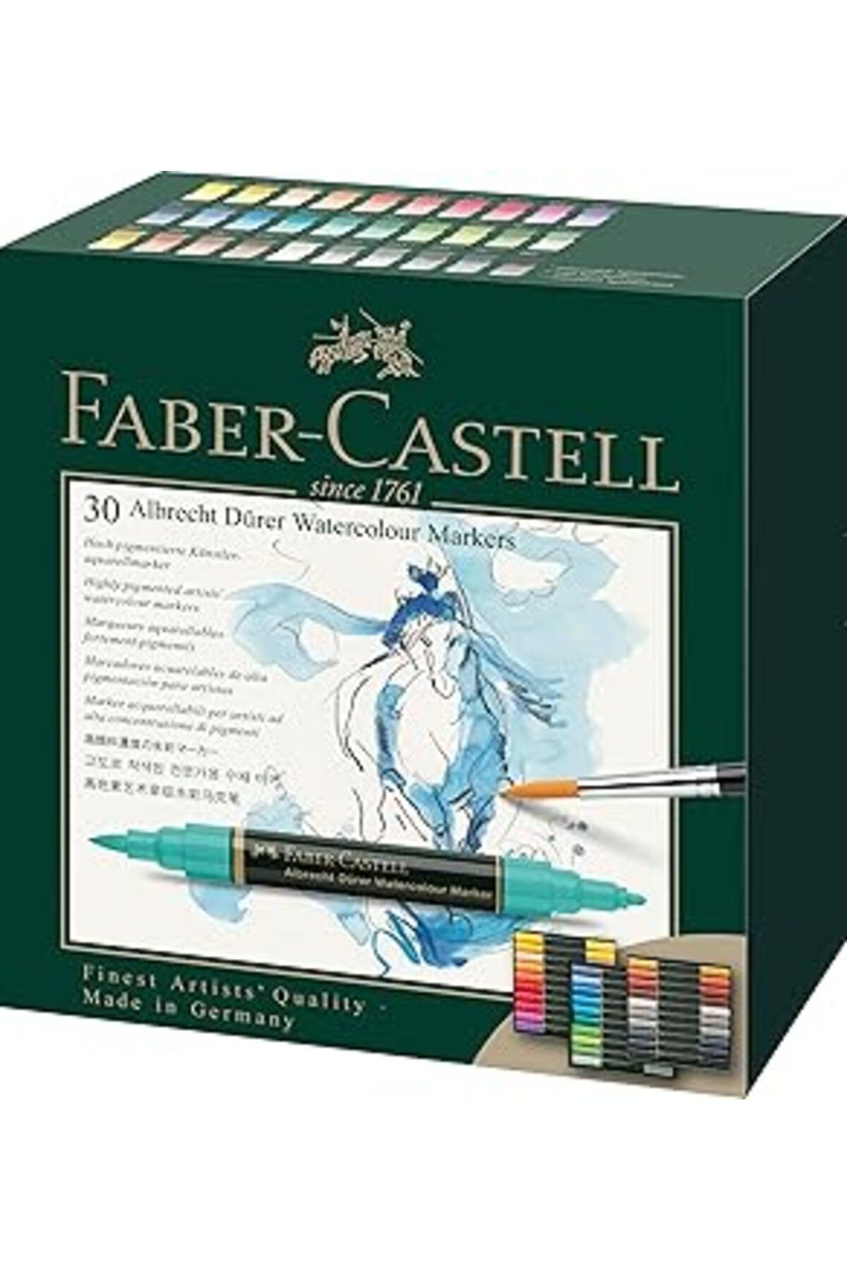 Pazarcan Faber-Castell Albrecht Dürer Sulu Boya Kalemi, Çift Uçlu, Düz Ve Hassas Boyama Için, 30'Lu Kutu, Re