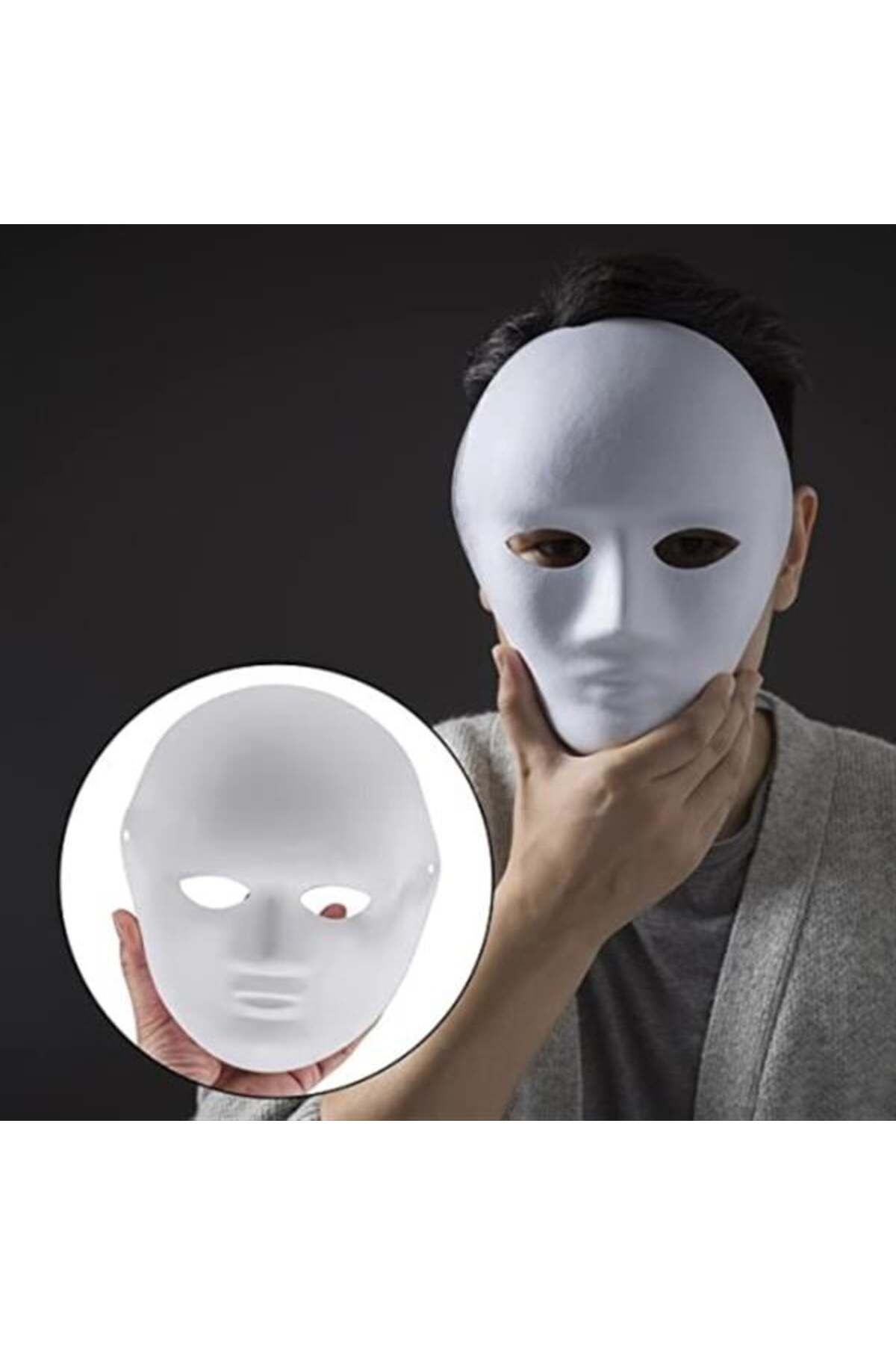 feifei Beyaz Renk Boyanabilir Anonim Tam Yüz Cosplay Maske 24X18 Cm