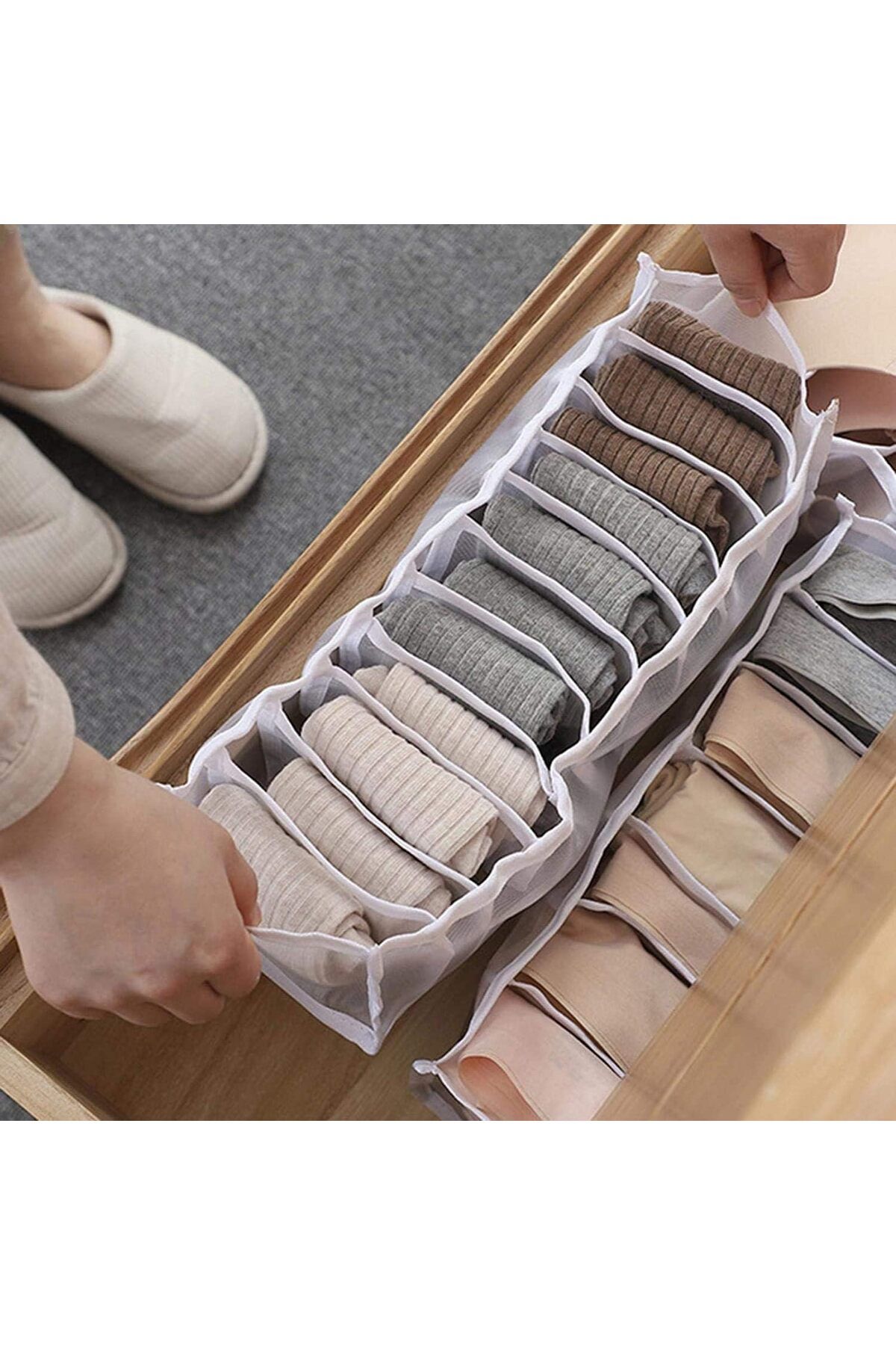 COOYA-3pcs Set Boxes for Arranging Drawers for Dnderwear, Clothes and Socks with A Large Capacity in White 5