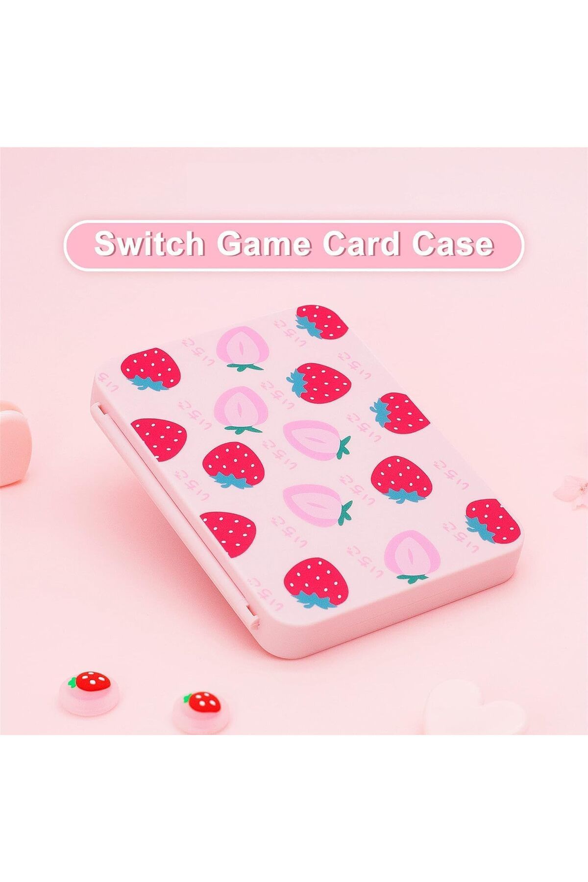 COOYA-Game Card Case, Portable Storage Case, Portable Game Cartridge, Cute Strawberry Pattern Storage Box 2
