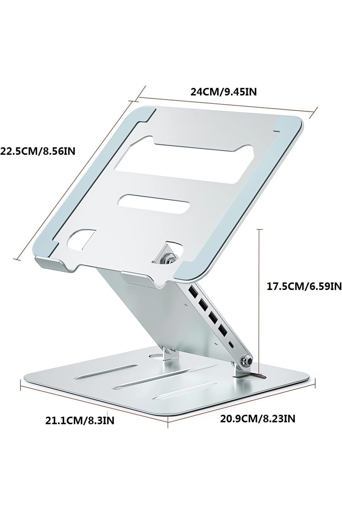 erorex-Adjustable Laptop Stand With 4 Usb Ports And 360° Rotation Computer Stand 360° Rotatable And 6