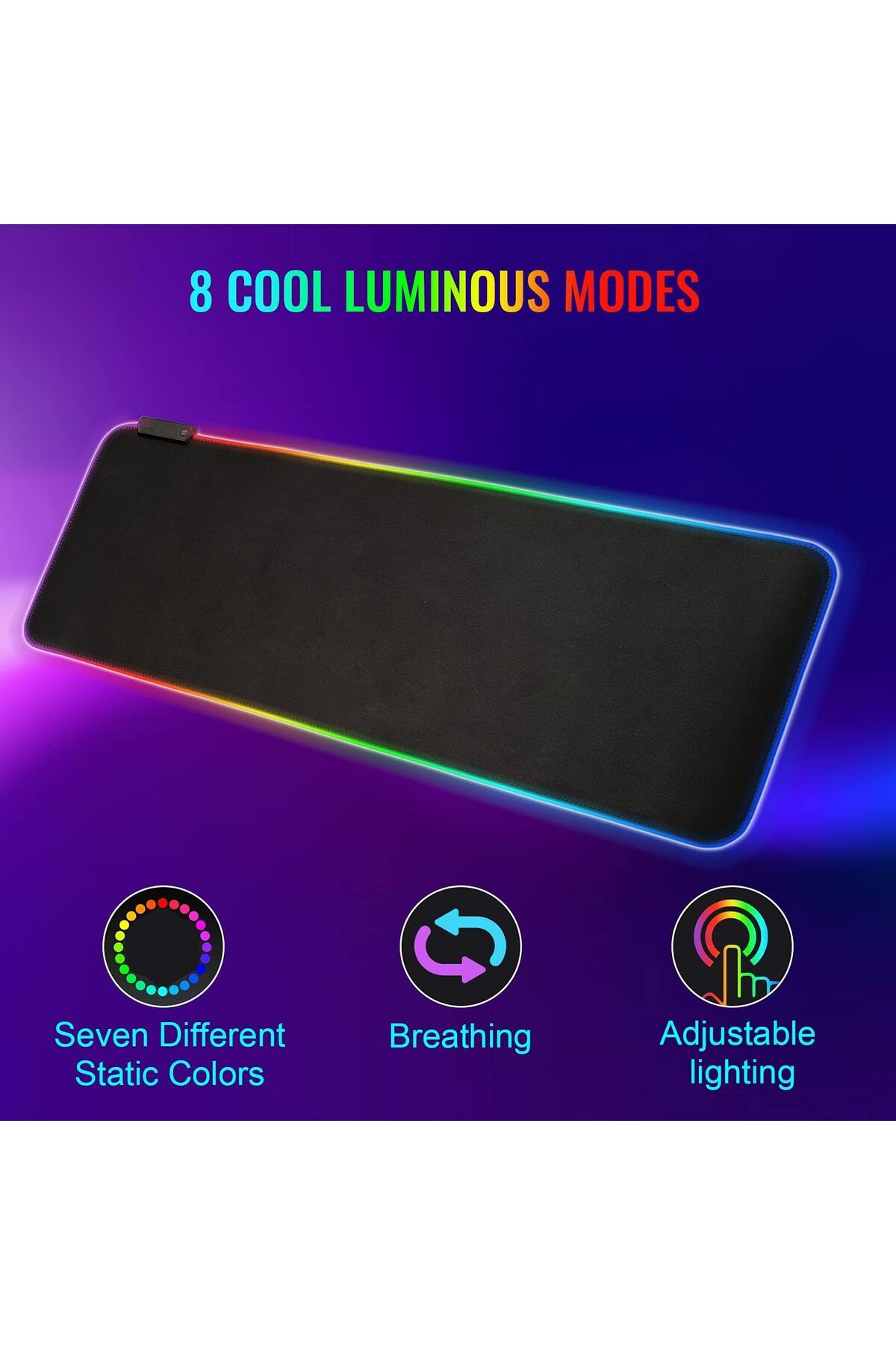 erorex-Gaming Mouse Pad Extra Large Soft Led Extended Mouse Pad 10 Lighting Modes Anti Slip Rubber Base 2