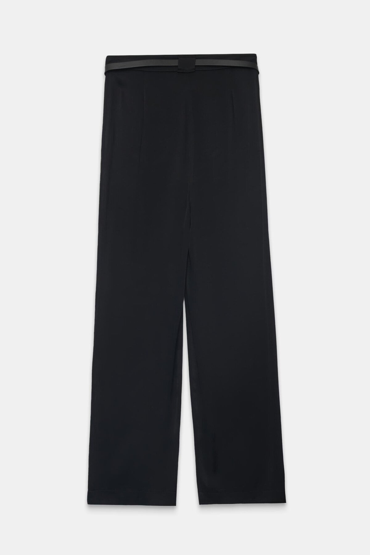 Setre-Black Shiny Fabric Pocket Detailed Pleat Detailed Loose Cut Trousers 6