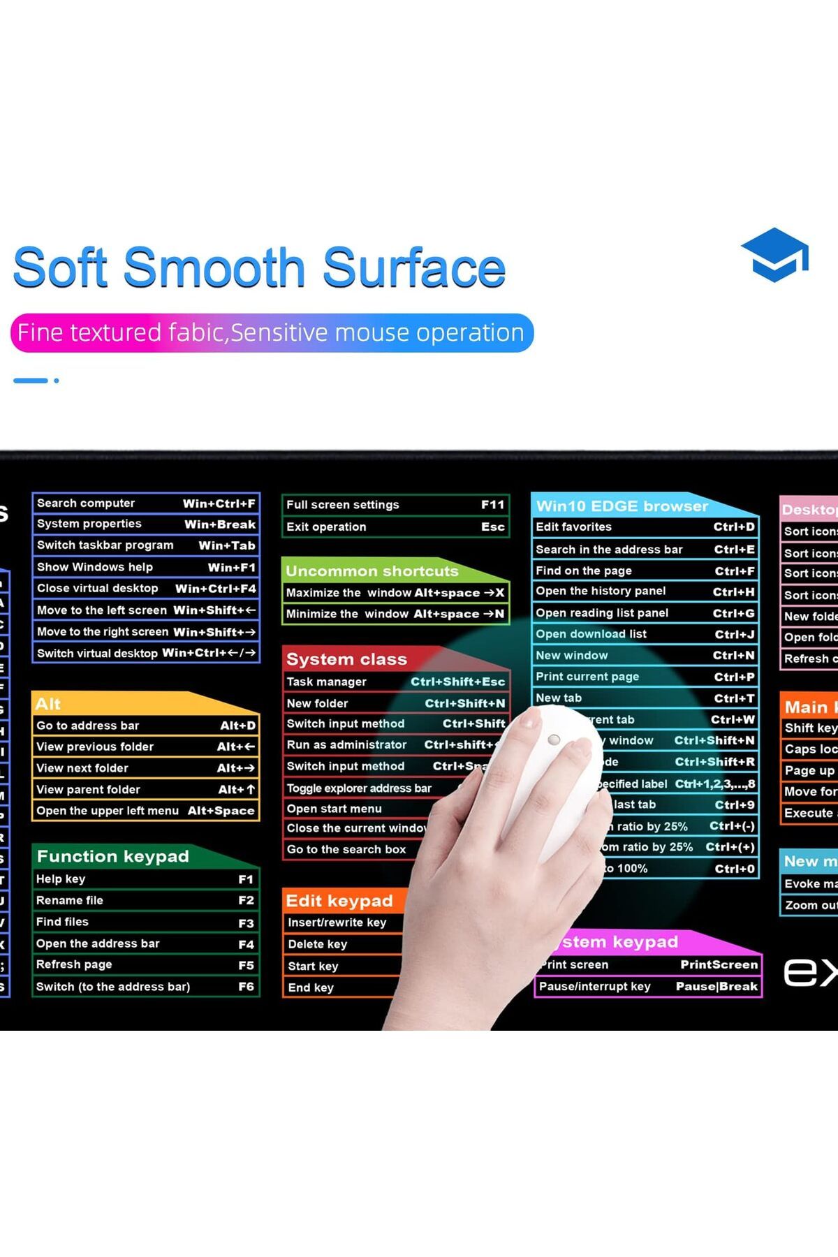 erorex-لوحة ماوس كبيرة XL، لوحة ماوس اختصار مكتبية ممتدة، لوحة ماوس كمبيوتر، حصيرة مكتب مع خياطة 5