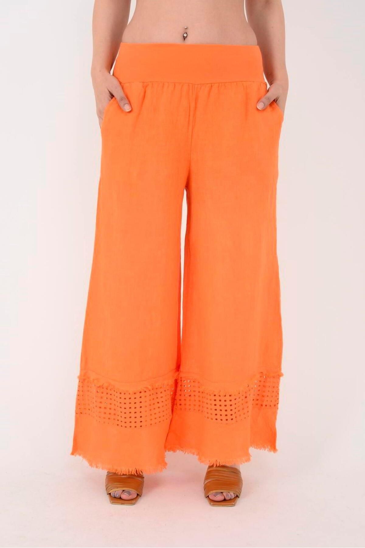 EREN STYLE İTALYAN FİSTO DETAYLI KETEN PANTOLON