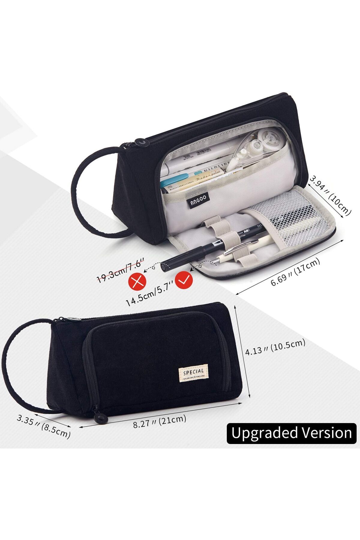erorex-Big Capacity Pencil Case Canvas High Large Storage Pouch Marker Pen Case Simple Stationery Bag 4