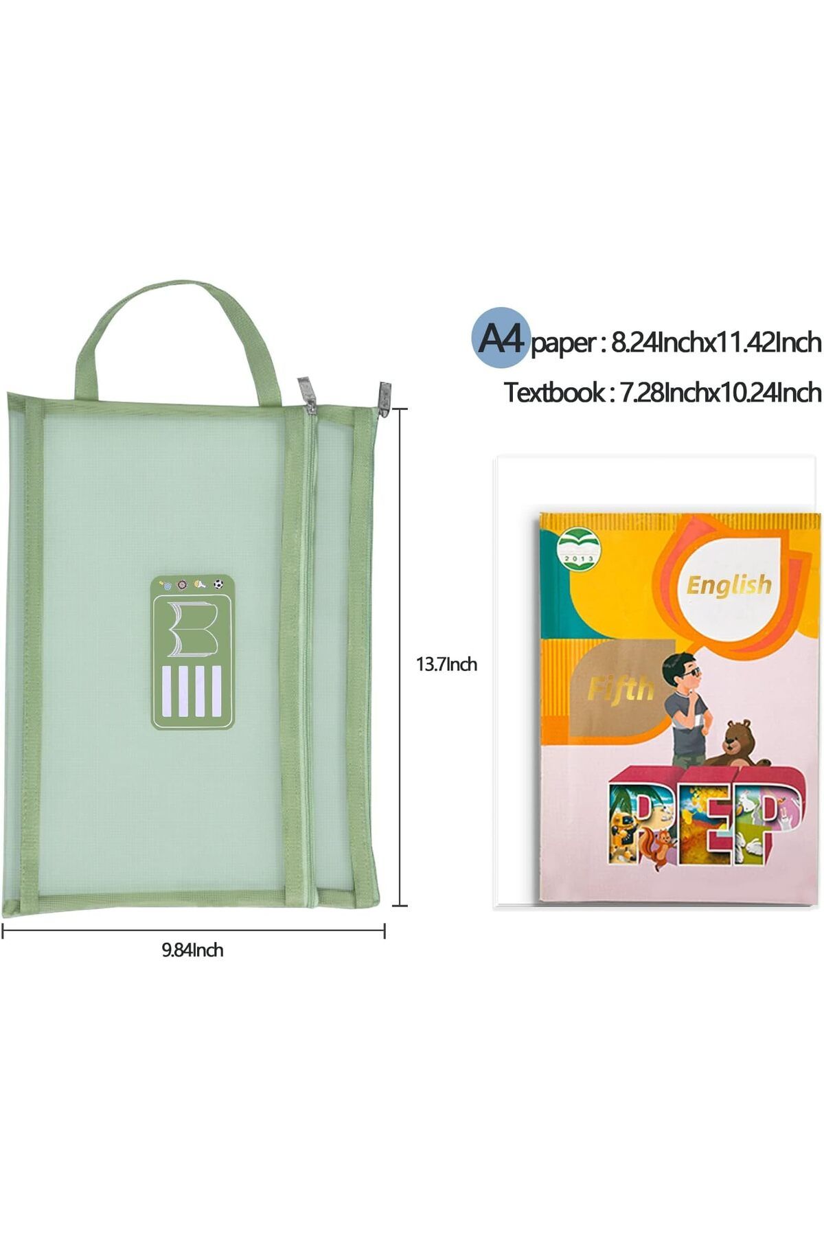 erorex-Mesh Zipper Pouch Zipper Bags 5 Pack Double Layer Large Size Folders With Handle Clear Pencil Pouch 4