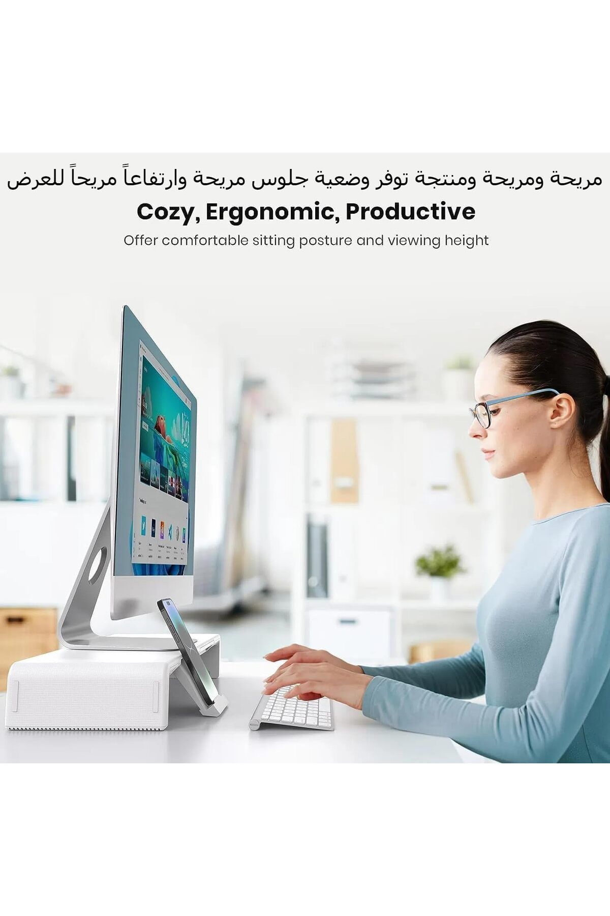 erorex-Monitor Stand Riser Foldable Computer Monitor Riser Height Adjustable Computer Stand Desk Shelf 5