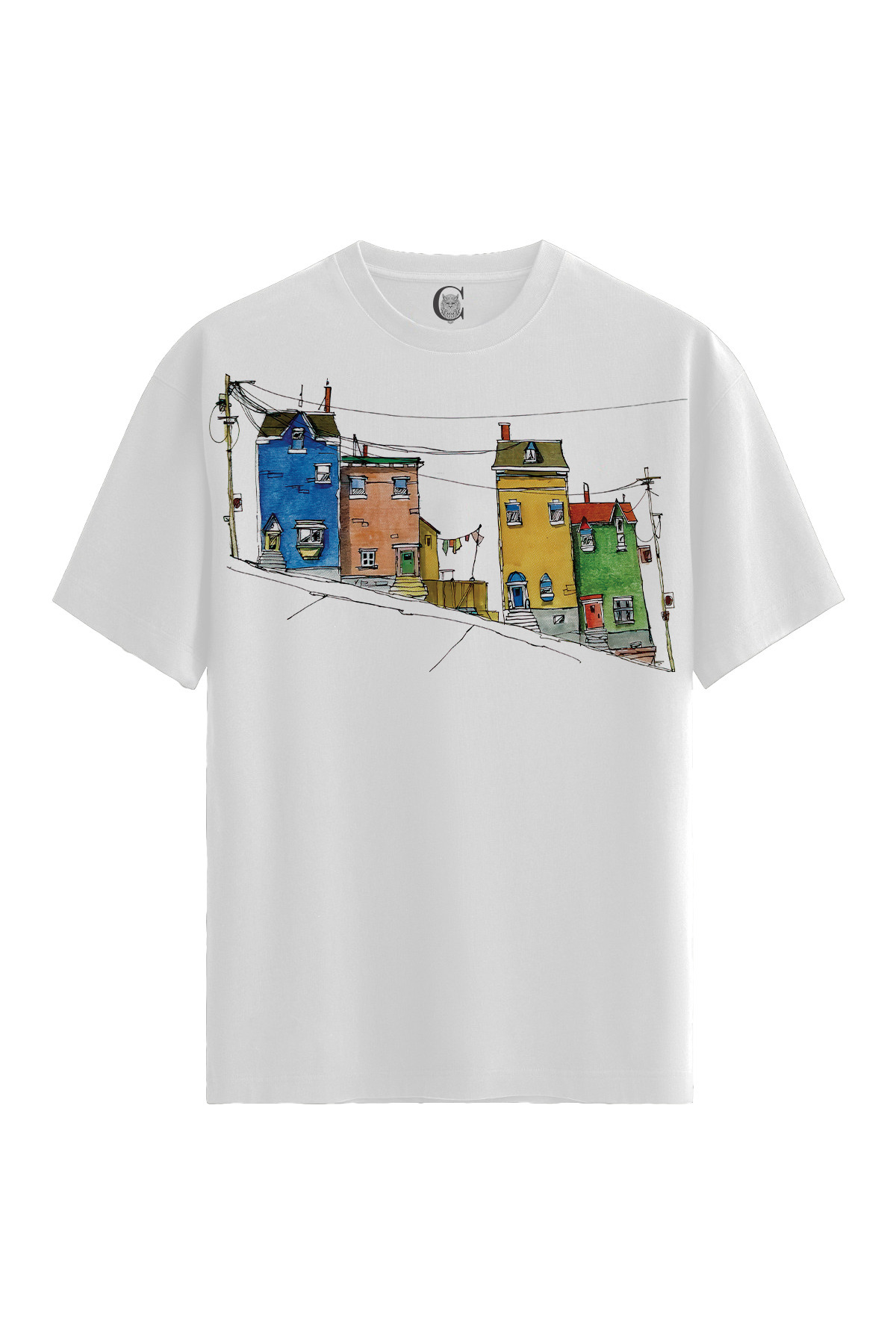 Color Luxe Colorful Hillhouses - 100% Cotton Women's White T-Shirt - Premium Quality