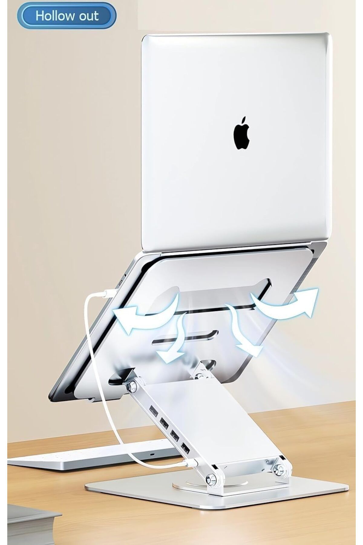 erorex-Adjustable Laptop Stand With 4 Usb Ports And 360° Rotation Computer Stand 360° Rotatable And 2