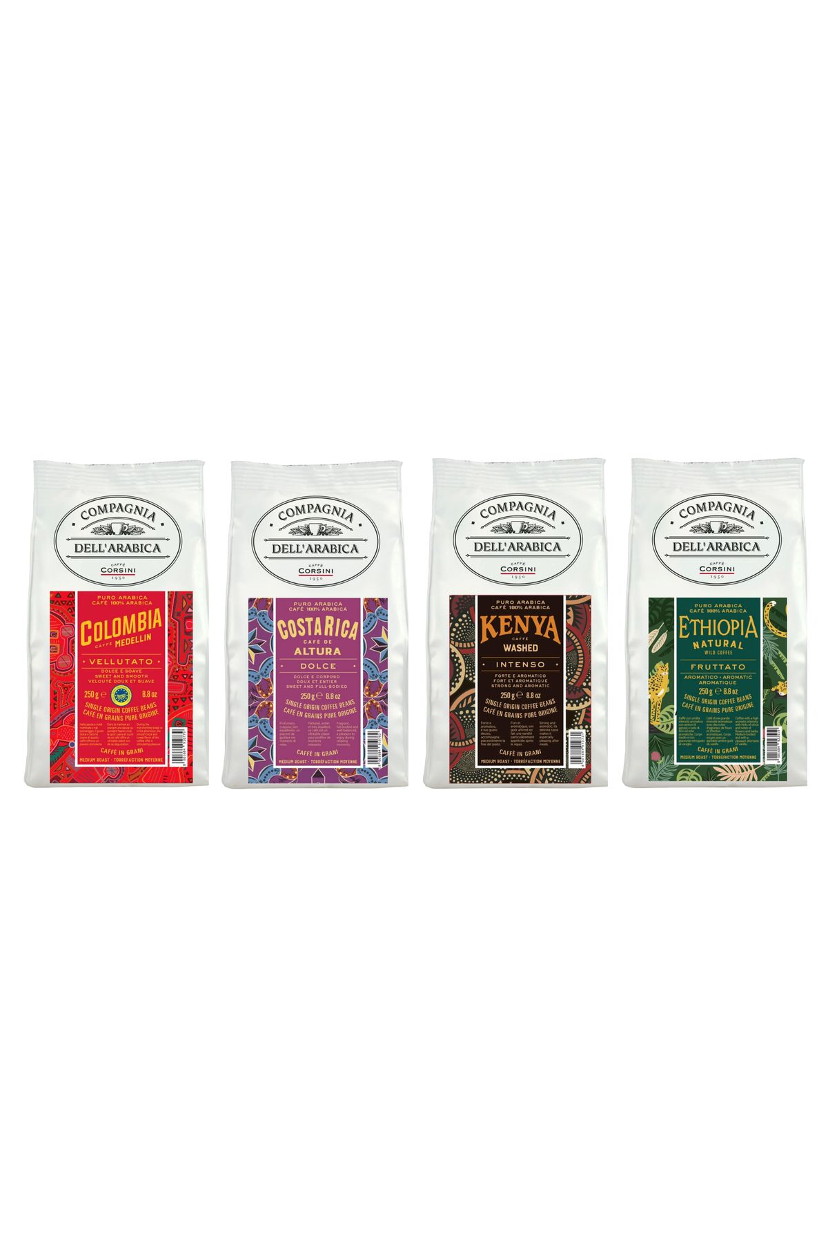 Caffe Corsini %100 Arabica Çekirdek Kahve 4x250GR Tadım Paketi