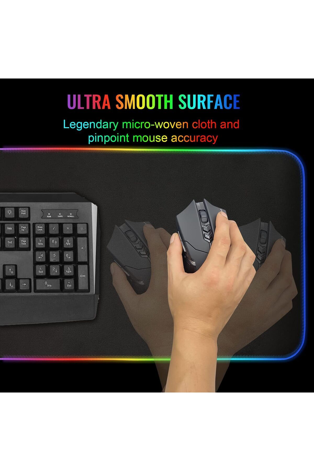 erorex-Gaming Mouse Pad Extra Large Soft Led Extended Mouse Pad 10 Lighting Modes Anti Slip Rubber Base 4