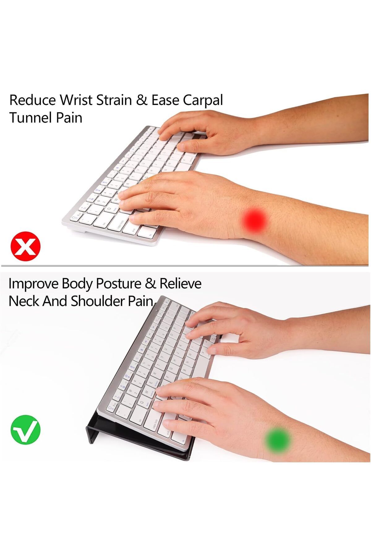 erorex-حامل لوحة مفاتيح كمبيوتر للمكتب، 78 مفتاحًا، 11.8 × 5.1 بوصة، حامل لوحة مفاتيح من الأكريليك الأسود 4