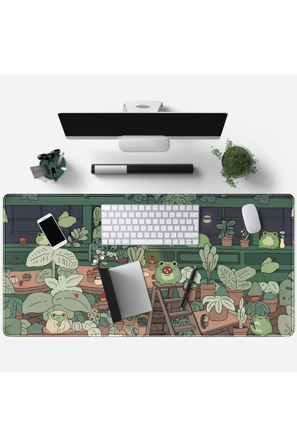 erorex-Frog Mouse Pad Desk Pad Green Desk Decor Mat Large Gaming Mouse Pad For Desk Computer Keyboard 4