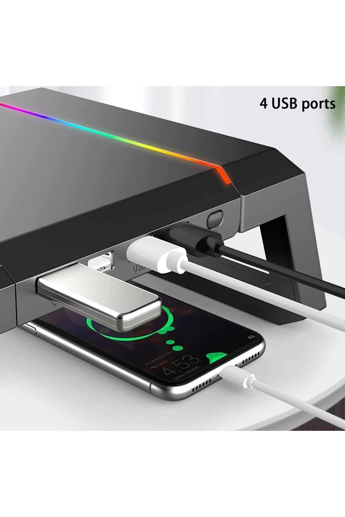 erorex-حامل شاشة كمبيوتر محمول قابل للطي مع 4 منافذ USB وحامل مكتب قابل للتعديل 6