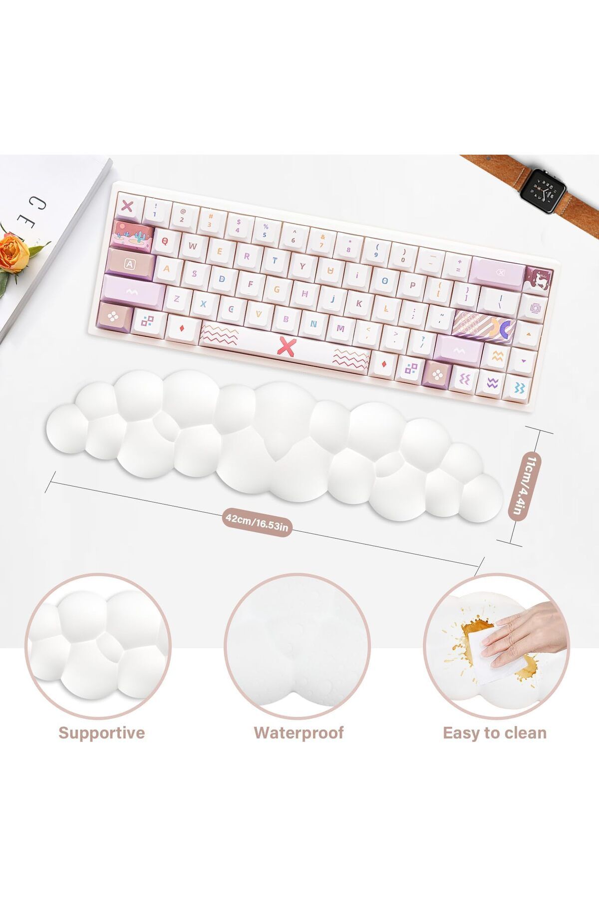 erorex-Cloud Wrist Rest For Computer Keyboard Arm Wrist Rest With Non Slip Base Extended Wrist Rest 3