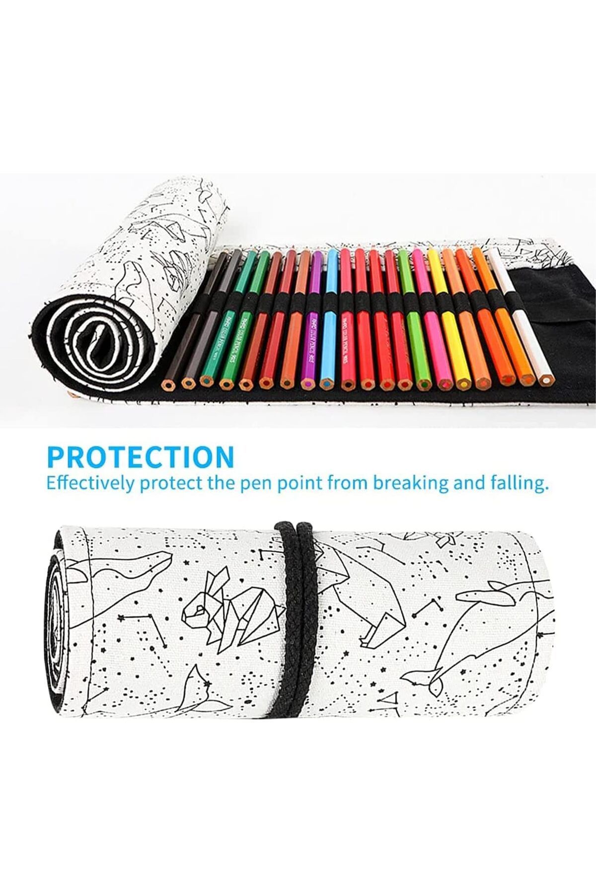 erorex-Canvas Pencil Wrap Case Roll Up Pencil Storage Holder For Sketching Drawing Writing Multi Purpose 2