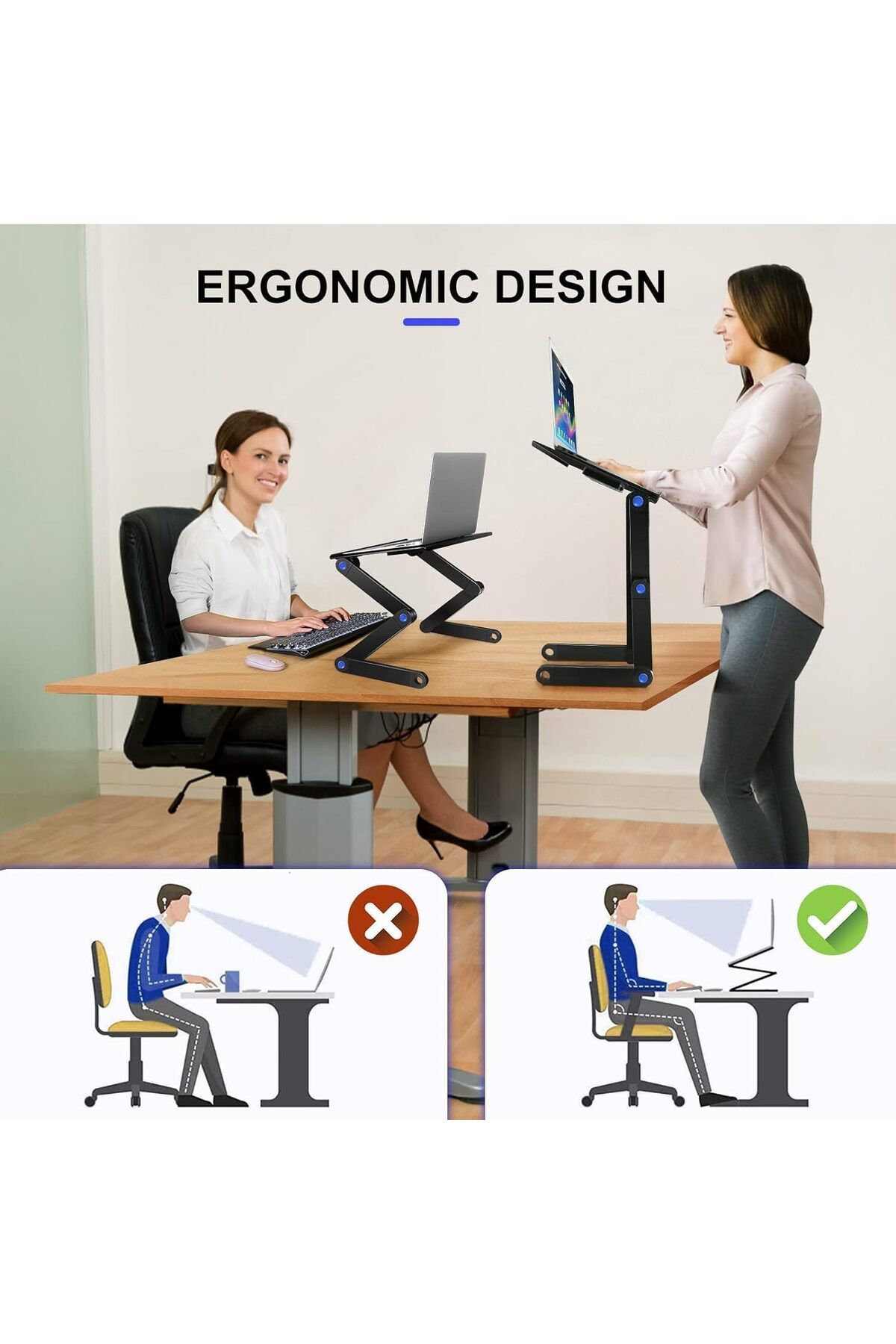 erorex-Height Adjustable Laptop Table Portable Computer Laptop Desk Foldable Table Workstation Notebook 5