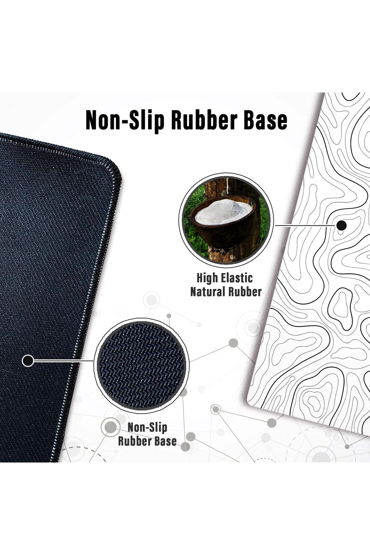 erorex-Large Gaming Mouse Pad With Stitched Edges Minimalist Topographic Map Desk Mat Extended Xl Mousepad 5