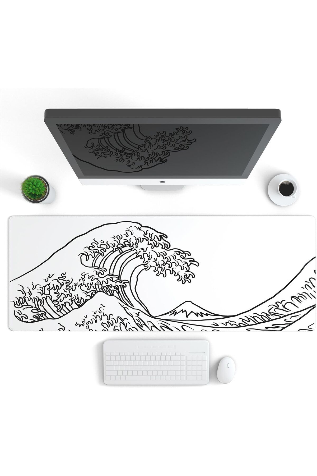 erorex-Large Gaming Mouse Pad Extended Xl Mouse Pad White Wave Mouse Pad With Anti Slip Base 31.5 X 11.8 2