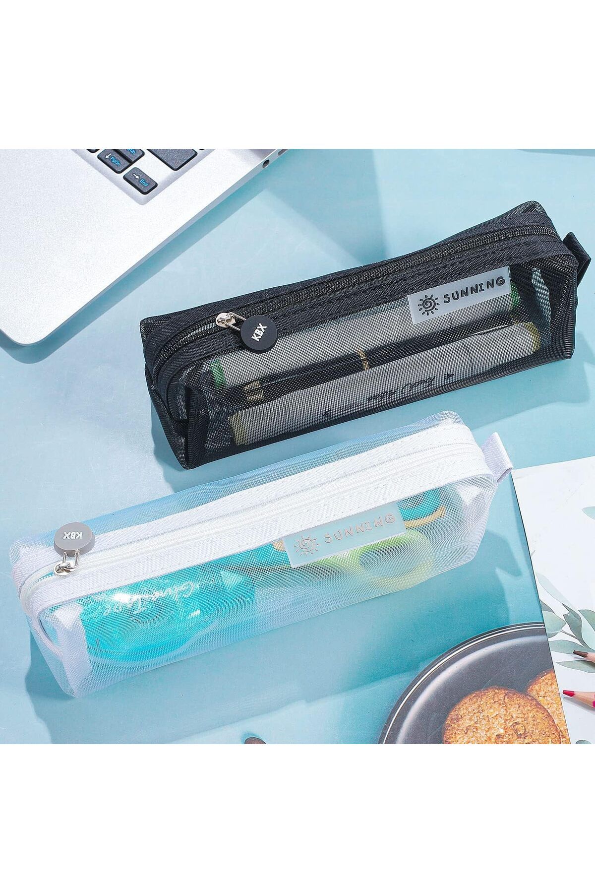 erorex-2 Pcs Mesh Pencil Case Pen Pencil Cases See Through Pencil Case With Zipper For Exams Transparent 6