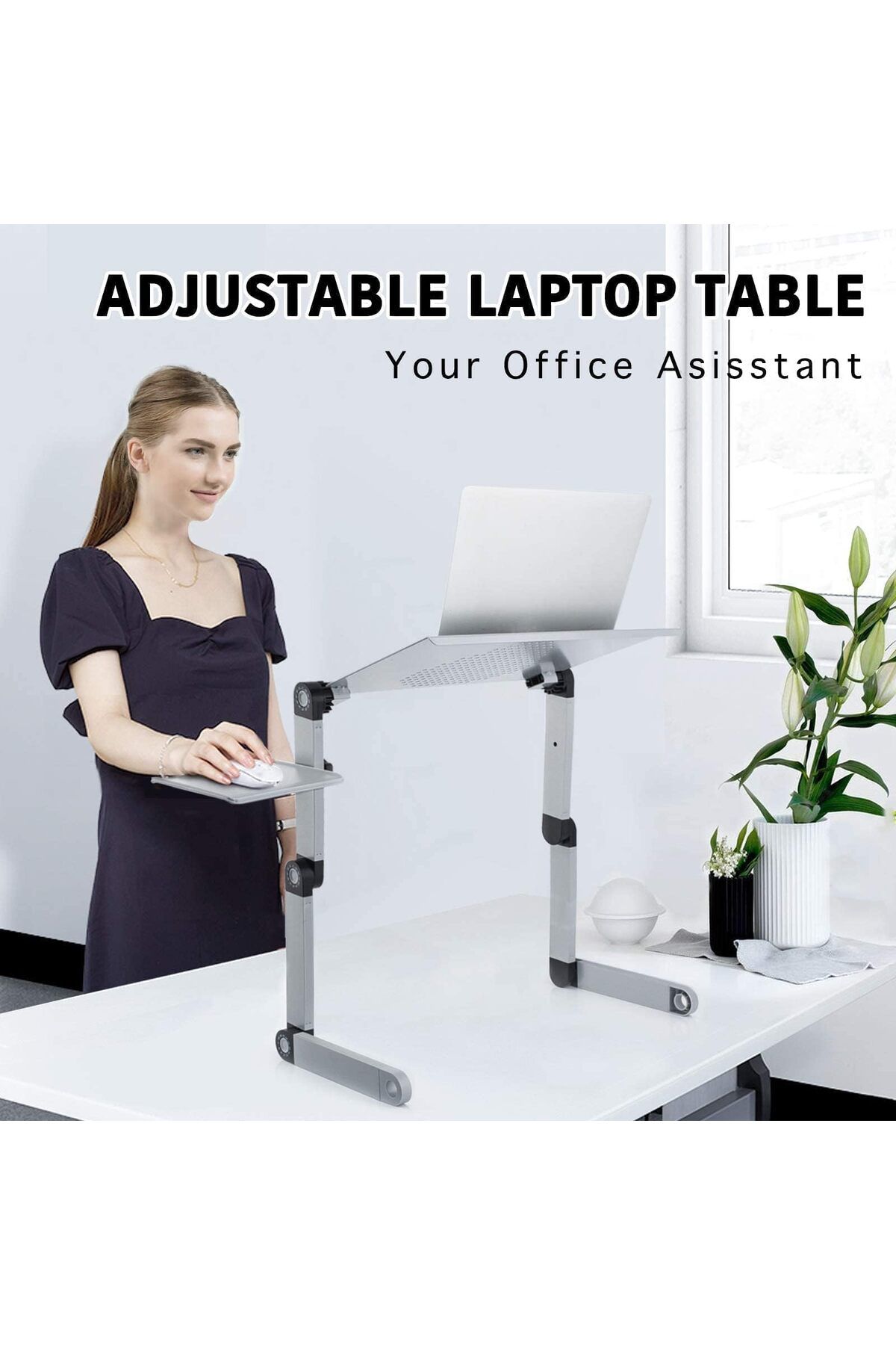 erorex-Laptop Table Ergonomically Designed Laptop Stand Table With Portable Mouse Base Aluminum With 5