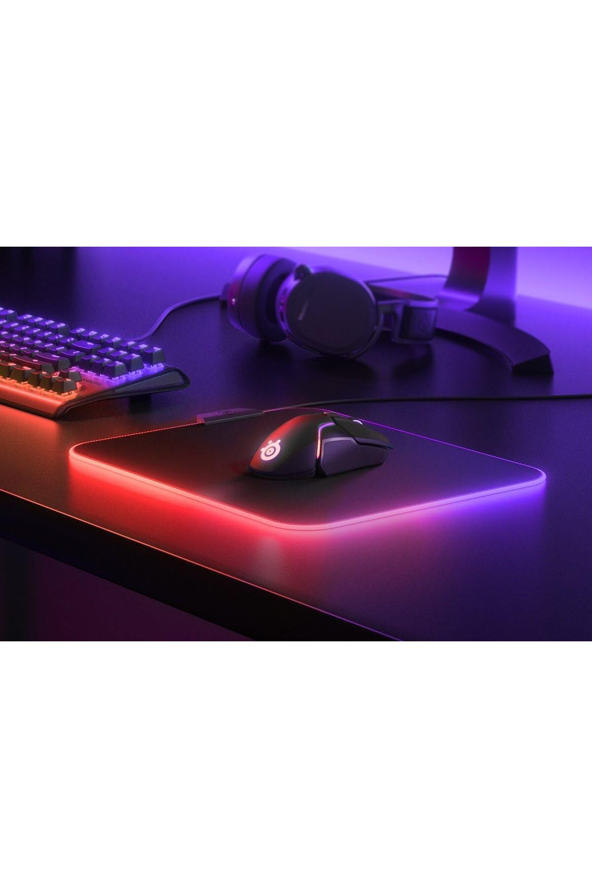 erorex-Qck Prism Cloth Gaming Mouse Pad 2 Zone Rgb Illumination Real Time Event Lighting Optimized For 5
