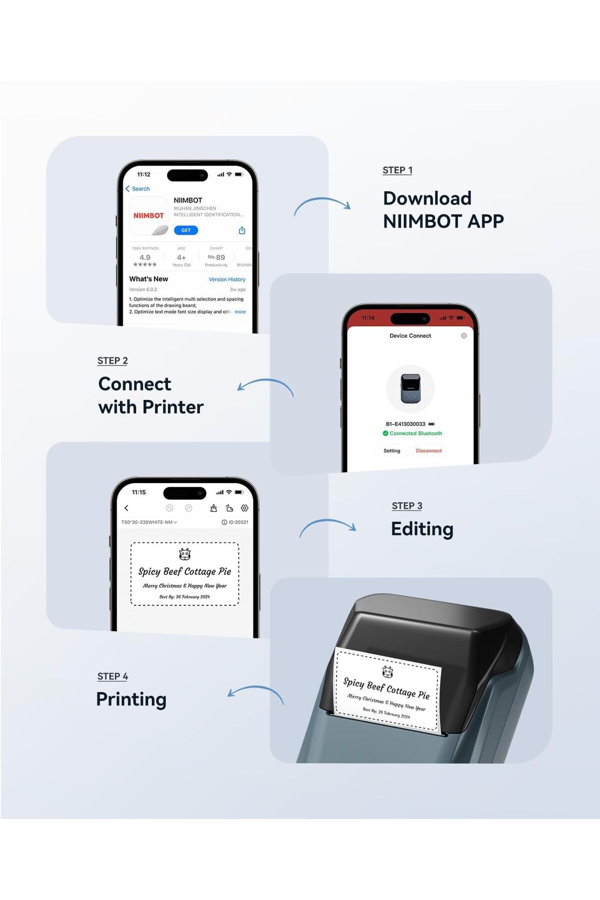 erorex-طابعة ملصقات محمولة بتقنية البلوتوث B1 Label Maker مع خاصية التعرف التلقائي، سهلة الاستخدام للمكتب 2