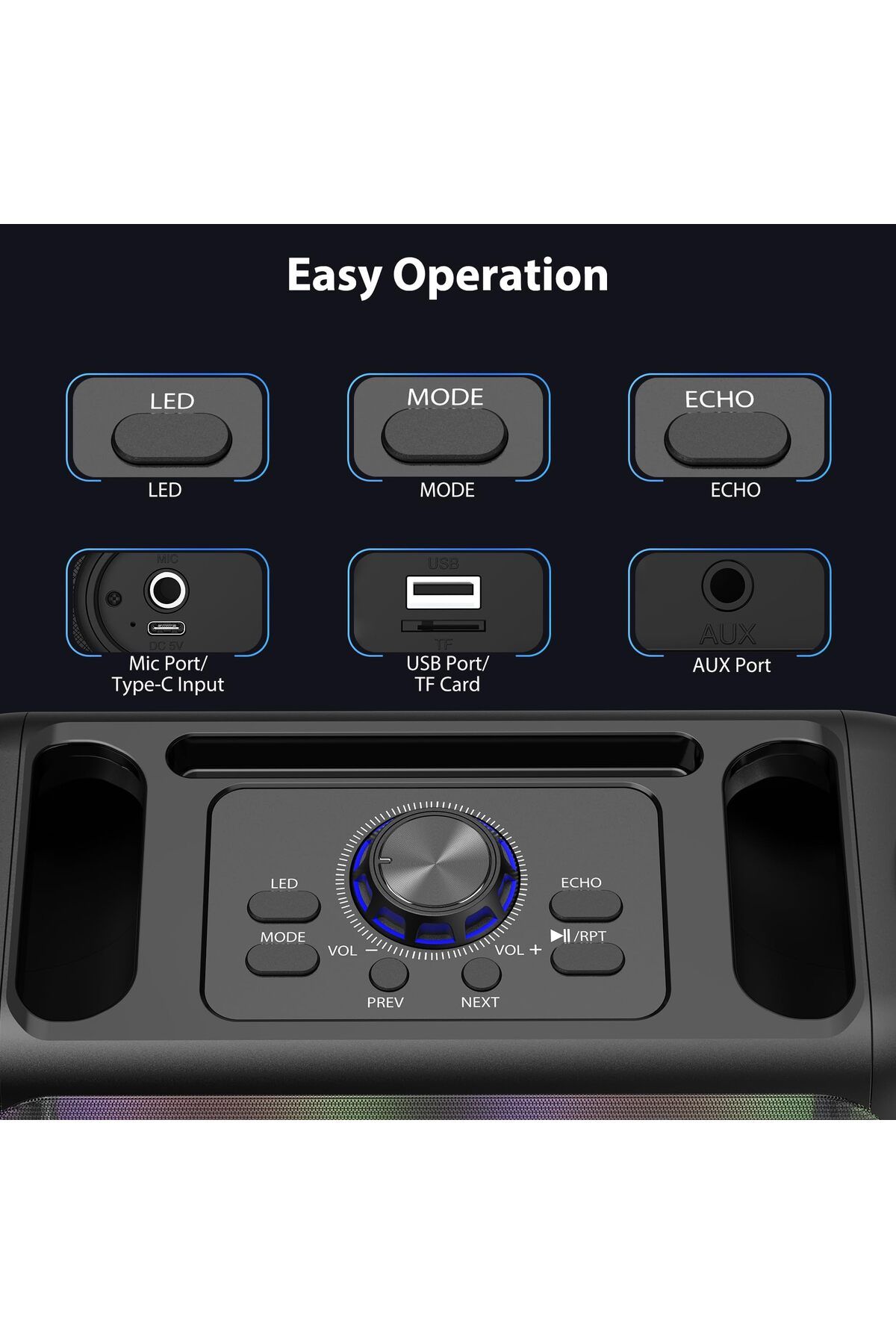 erorex-Portable Bluetooth Speaker With 7 Light Modes And Bluetooth 5.3 Waterproof Design For Outdoor 3