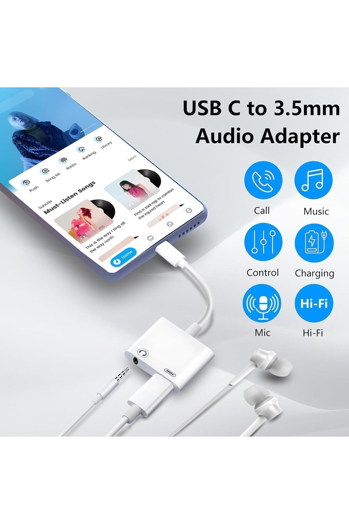 erorex-محول USB C لسماعات الرأس، محول USB C إلى USB C مزدوج لسماعات الرأس والشاحن، 2 في 1، USB C مزدوج 5