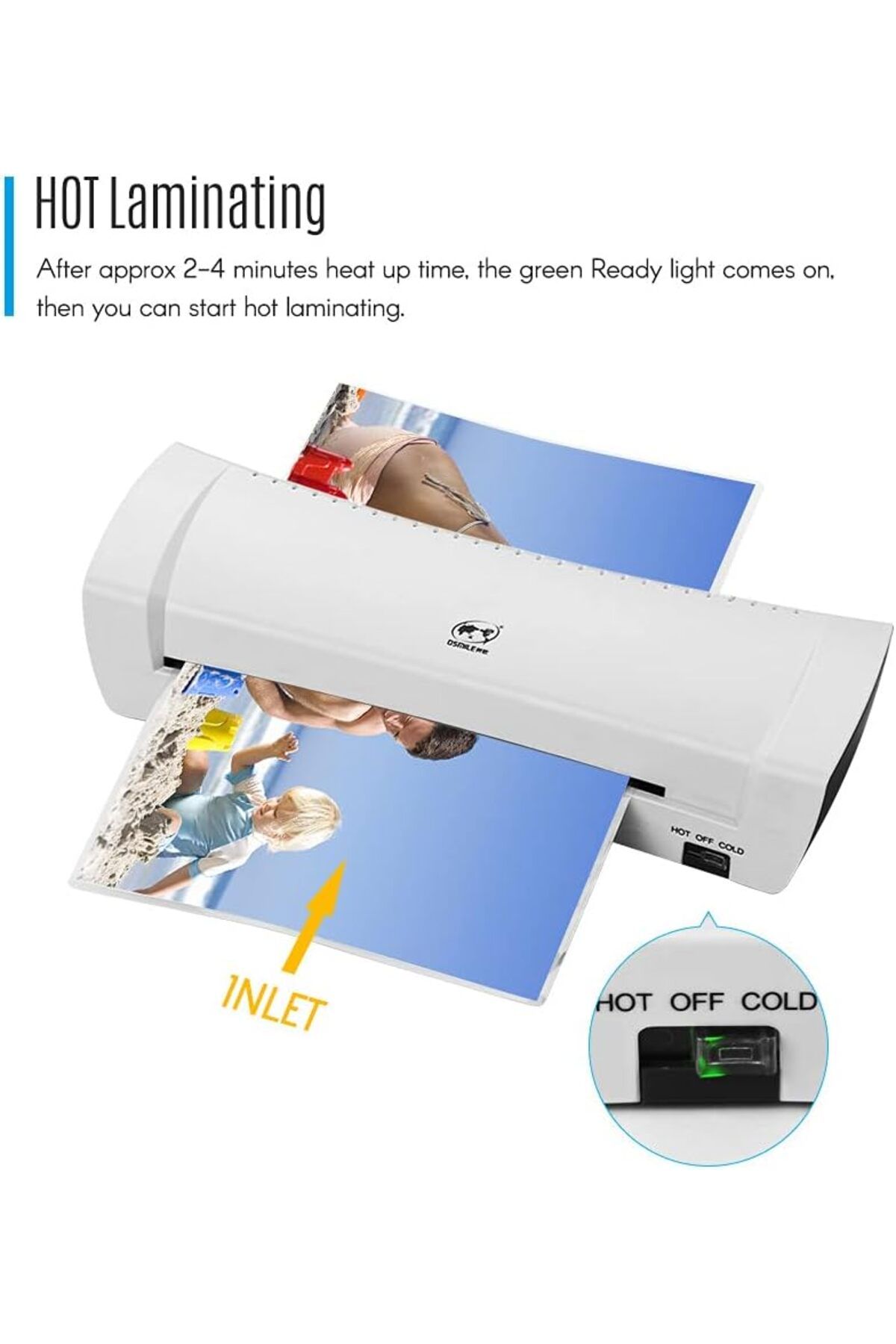 erorex-Sl200 Laminator Machine Hot And Cold Laminating Machine Two Rollers A4 Size For Document Photo 3