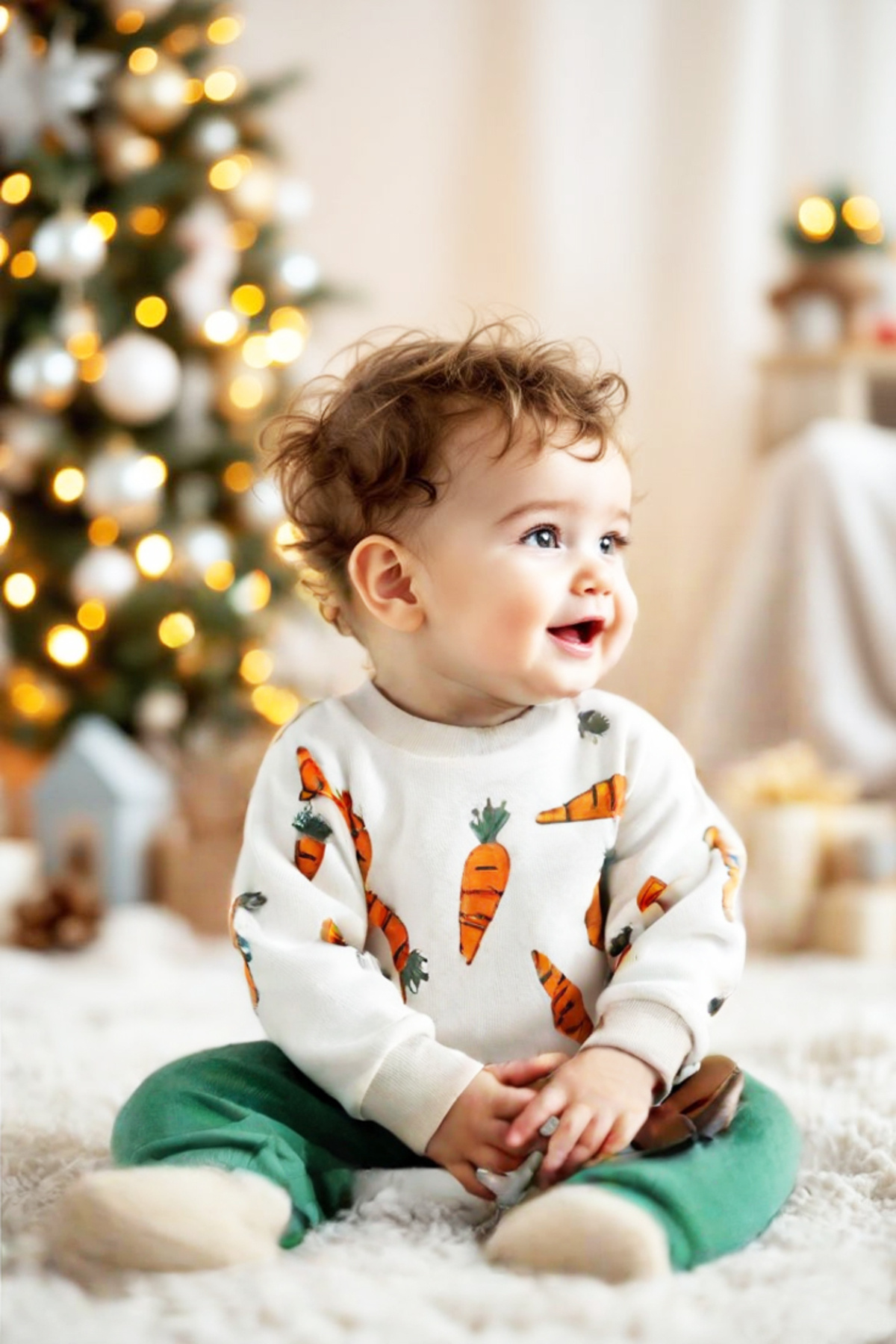 PEAR BABY Bisiklet Yaka Havuç Detaylı Bebek Alt Üst Takım fotoğrafı 2 (önizleme)