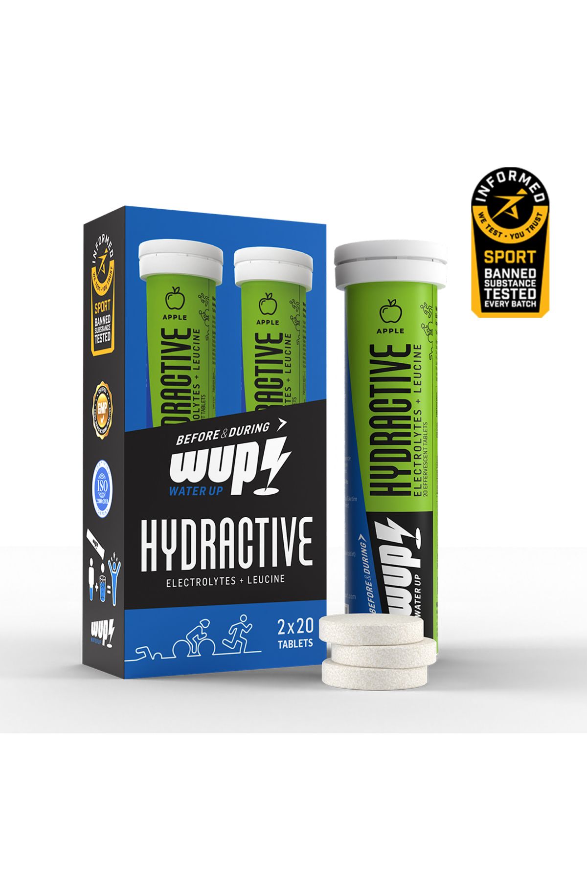 Water Up Wup Hydractive Elektrolit Ve Lösin, Elmalı 2x20 Efervesan Tablet