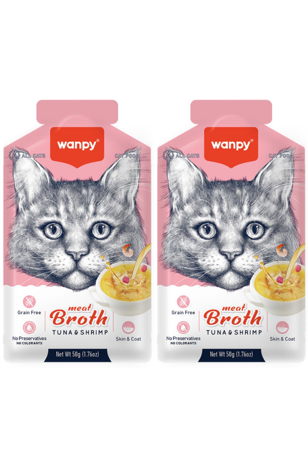 Wanpy Ton Balıklı ve Karidesli Tahılsız Kedi Çorbası 50gr - 2 Adet