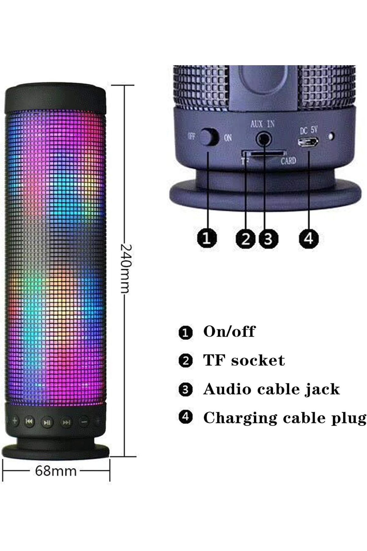 erorex-Mini Radio Hi Fi Speaker With Bluetooth And Disco Light 2 Years Usb Radio Hi Fi Speaker With 7