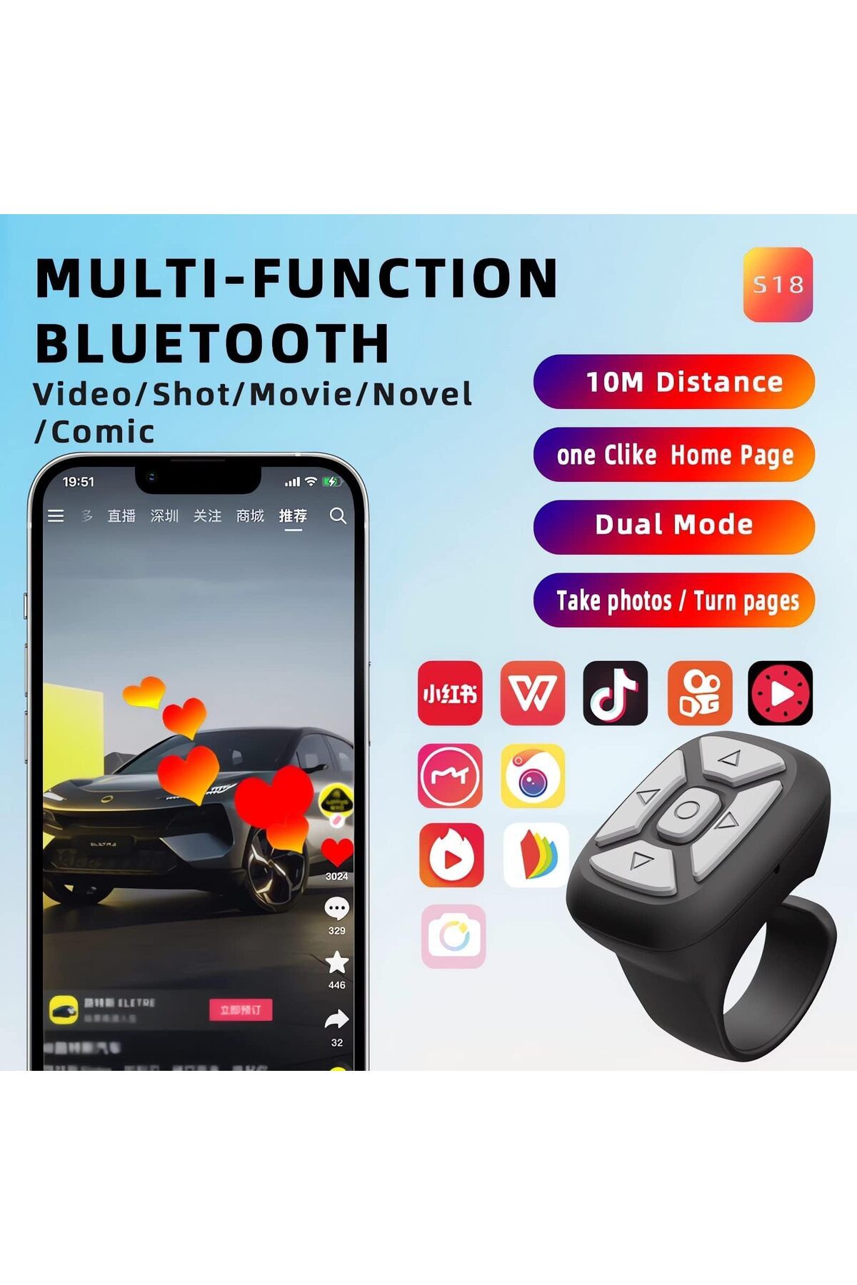 erorex-Bluetooth Remote Bluetooth Kindle Page Turner Remote For Ipad Can Also Be Tiktok Remote Camera 3