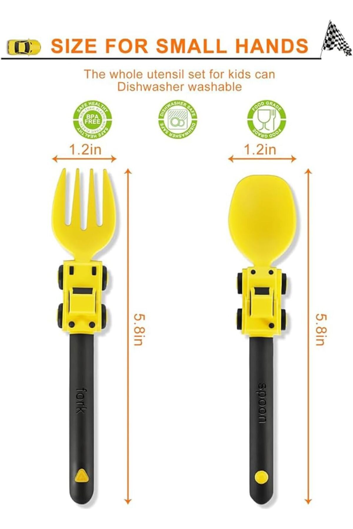 COOYA-Portable Toddler Utensils Set, Toddler Forks and Spoons, Yellow Fork & Orang Knife 3