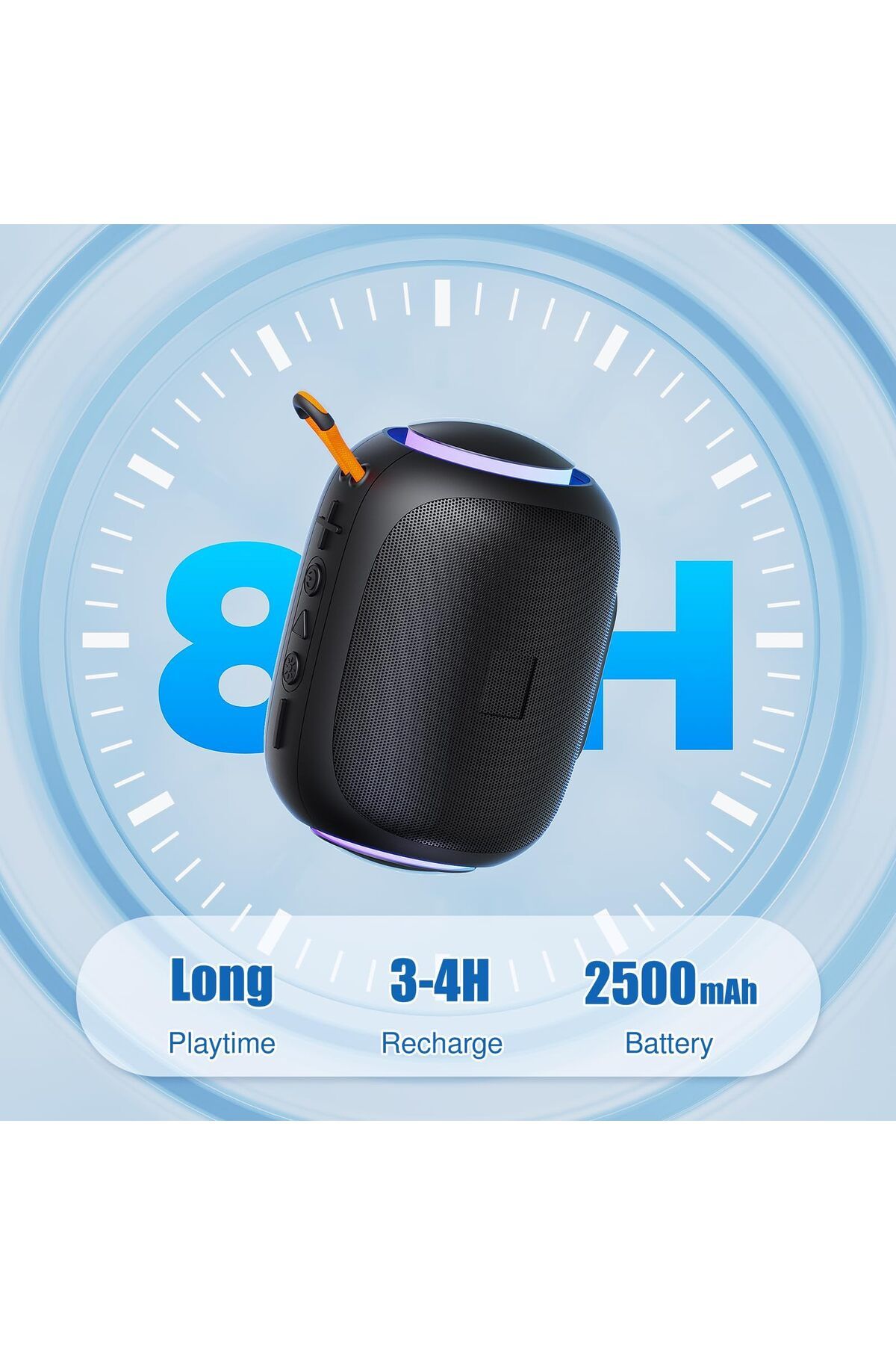 erorex-Portable Bluetooth Speaker With Led Lights 8 Hour Battery Life Tf Usb Aux Support Bluetooth 5.3 3