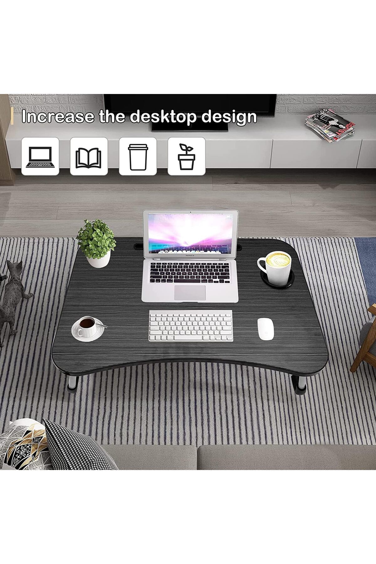 erorex-Portable Folding Laptop Desk For Bed With Ipad And Cup Holder Adjustable Lap Tray Notebook Stand 5