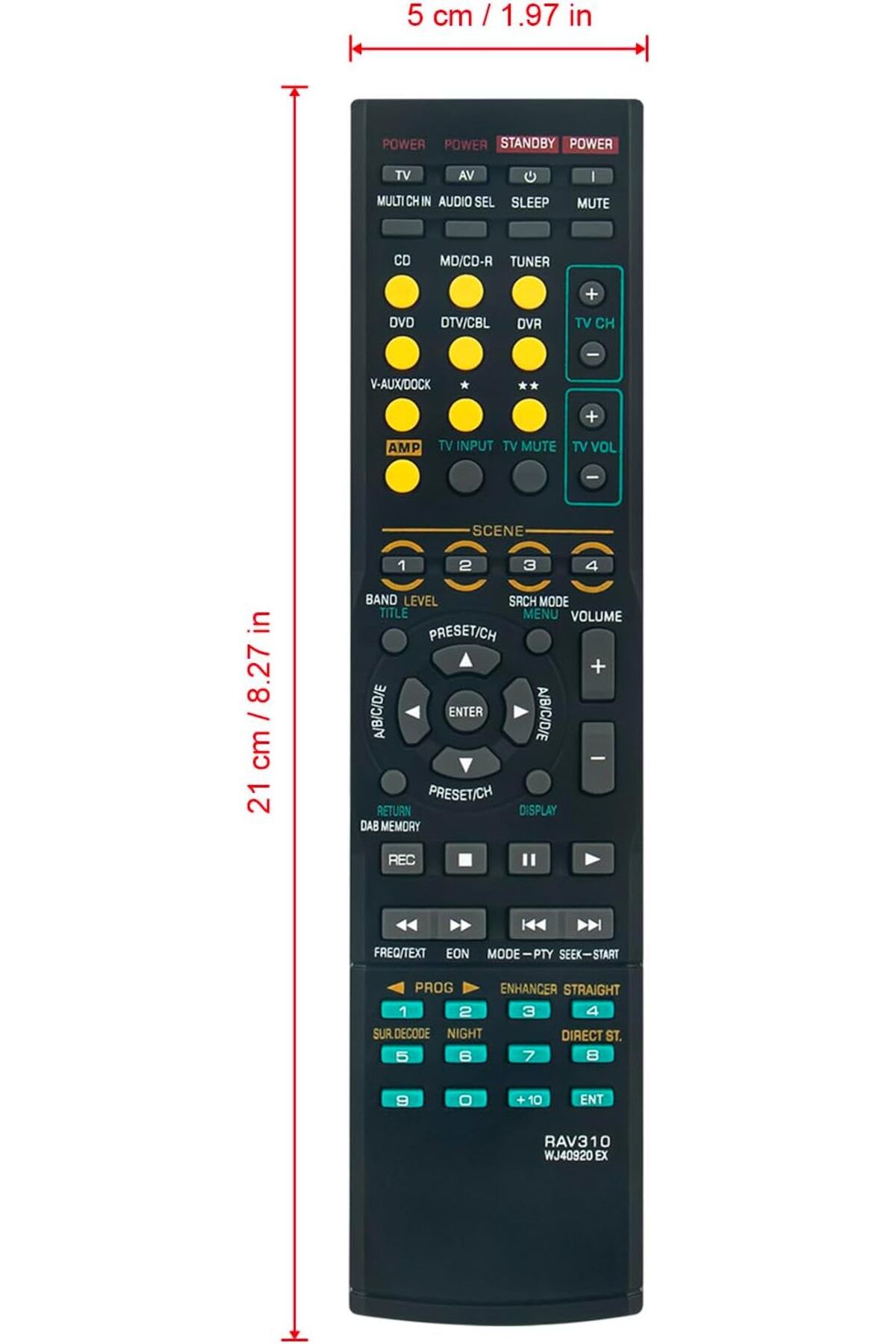 erorex-Replaced Rav310 Wj40920Ex Remote Compatible With Yamaha Audio Video Receiver Rx A670 Rx V583 Yht 6