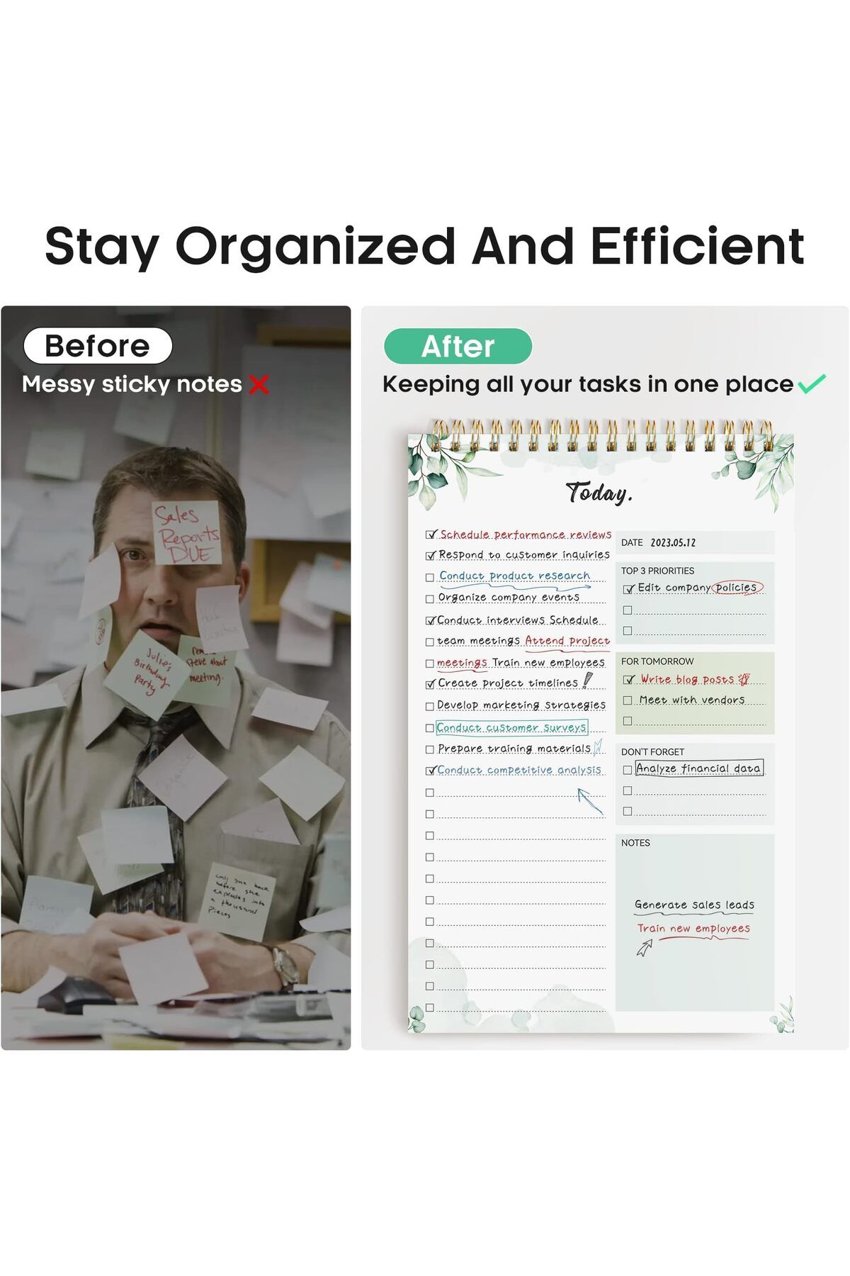erorex-Undated To Do List Notebook For Work Home And School 52 Sheets Reusable Task Planner With Tear Off 5