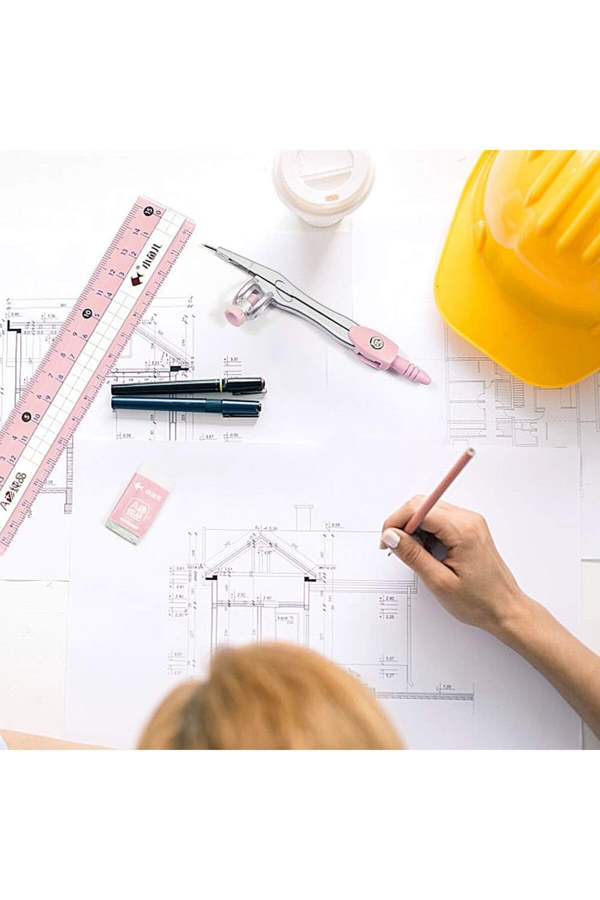 erorex-مجموعة الرياضيات المكونة من 8 قطع من مجموعات الهندسة مع صندوق تخزين مقاوم للكسر، مجموعة الهندسة للمدرسة تتضمن مسطرة 2