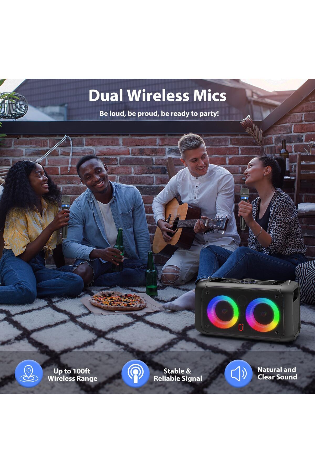 erorex-Portable Bluetooth Speaker With 7 Light Modes And Bluetooth 5.3 Waterproof Design For Outdoor 4